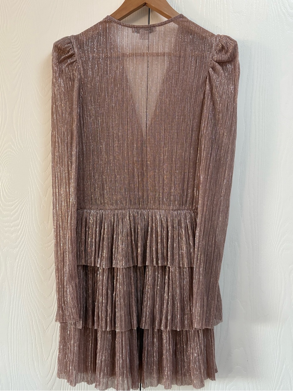 Sabina Musayev Blush Tiered V-Neck Long-Sleeve Mini Dress - Picture 9 of 11